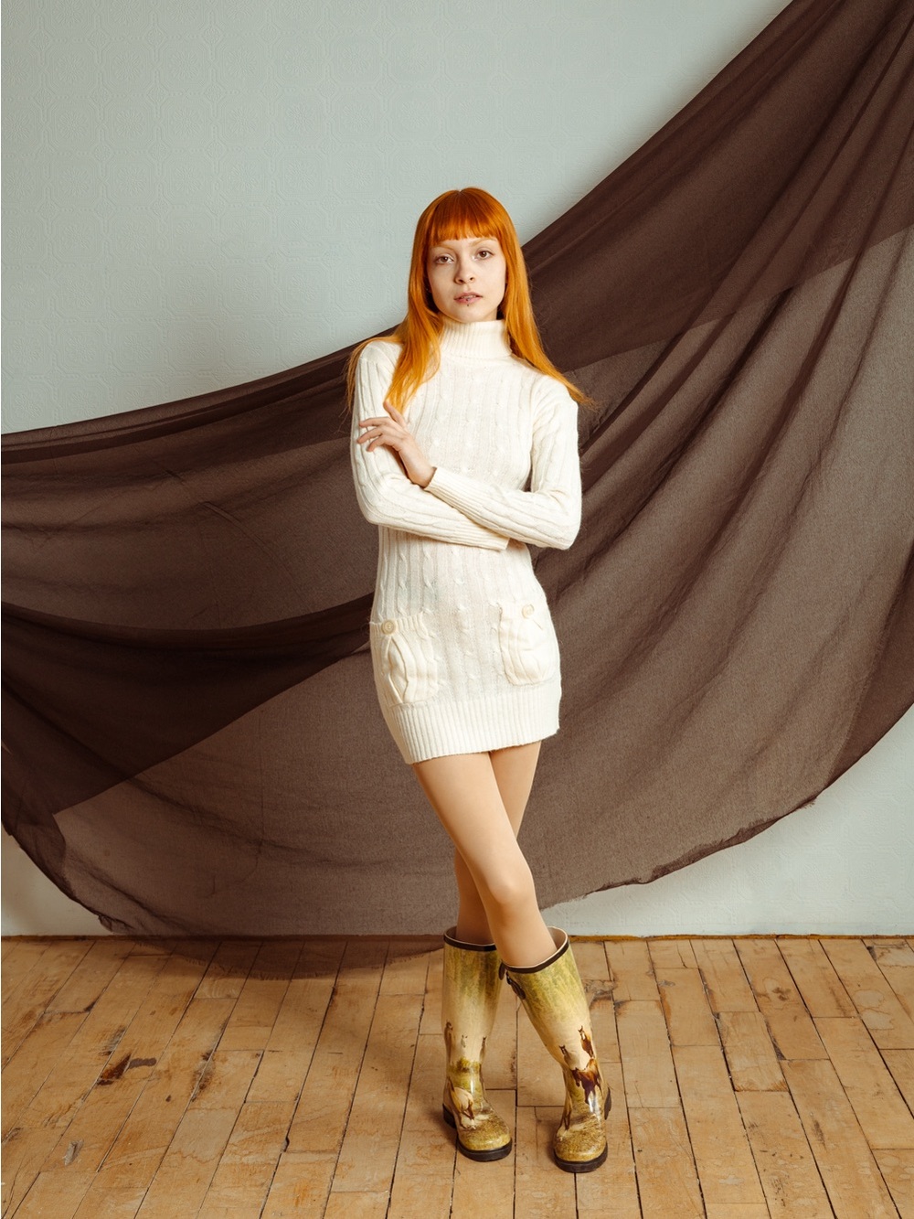Vintage (dead stock) knit turtleneck dress